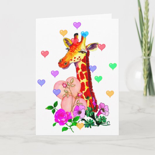 Valentijnsdag Giraffe Feestdagen Kaart (Voorkant)