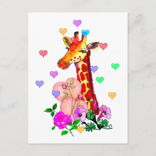 Valentijnsdag Giraffe Feestdagenkaart (Voorkant)
