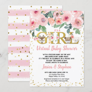 Valentijnsdag Girl Virtual Baby shower Pandemic Kaart