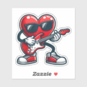 Valentijnsdag Gitaar Spelen Hart Peuter Boys Sticker (Vel)