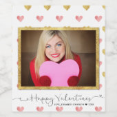 Valentijnsdag Glitter Hart Foto - Wijnlabel Wijn Etiket (Enkel label)