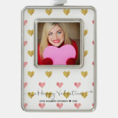 Valentijnsdag Glitter Hart Script Foto Ornament (Voorkant)