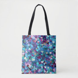 Valentijnsdag glitter hartcollage Canvas tas