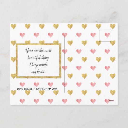 Valentijnsdag Glitter Heart Script Foto Briefkaart (Achterkant)