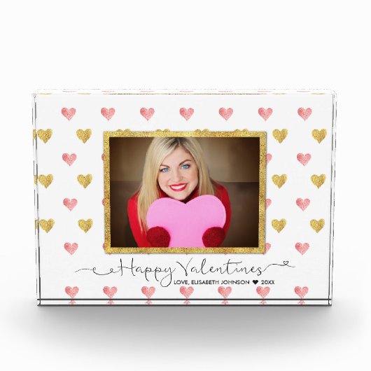 Valentijnsdag Glitter Heart Script - Fotoblok (Voorkant)