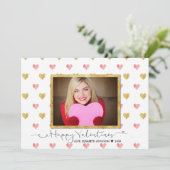 Valentijnsdag Glitter Heart Script - Fotokaart Feestdagenkaart (Staand voorkant)