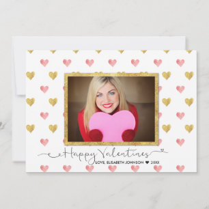 Valentijnsdag Glitter Heart Script - Fotokaart Feestdagenkaart