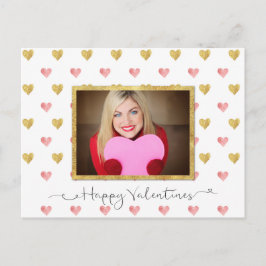 Valentijnsdag Glitter Heart Script Photo Briefkaar Feestdagenkaart