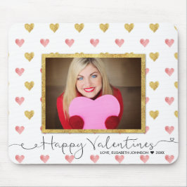 Valentijnsdag Glitter Heart Script Photo Mousepad Muismat