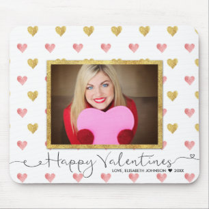 Valentijnsdag Glitter Heart Script Photo Mousepad Muismat