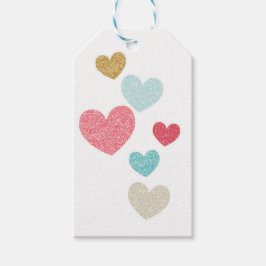 Valentijnsdag Glitter Hearts Gift Label Cadeaulabel