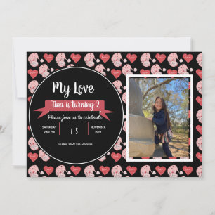 Valentijnsdag Gnome Doodle Kinder Party Photo Inv Kaart