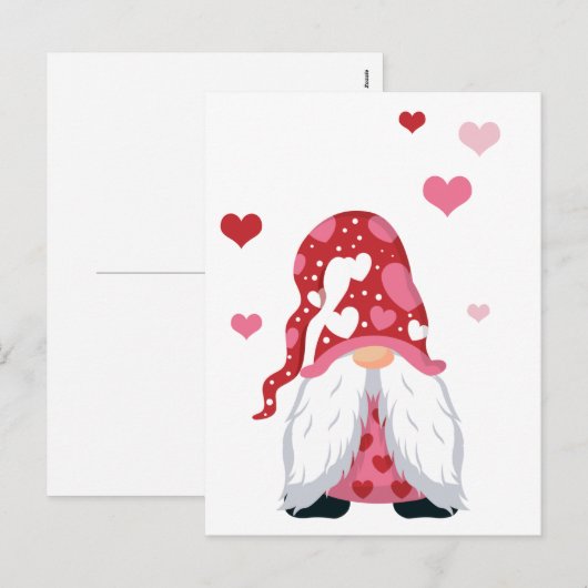 Valentijnsdag Gnome Feestdagenkaart (Voorkant / Achterkant)