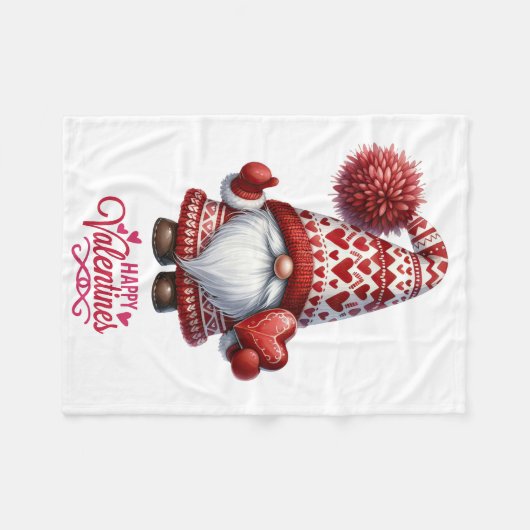 Valentijnsdag Gnome Fleece Deken (Voorkant (Horizontaal))