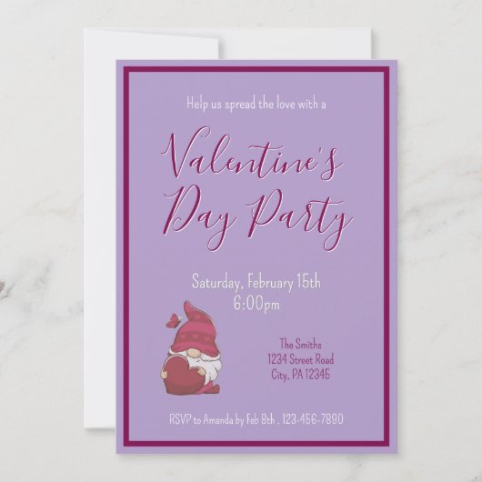 Valentijnsdag Gnome Invitation Kaart (Voorkant)