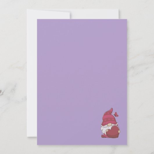 Valentijnsdag Gnome Invitation Kaart (Achterkant)