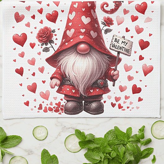 Valentijnsdag Gnome Keuken Handdoeken