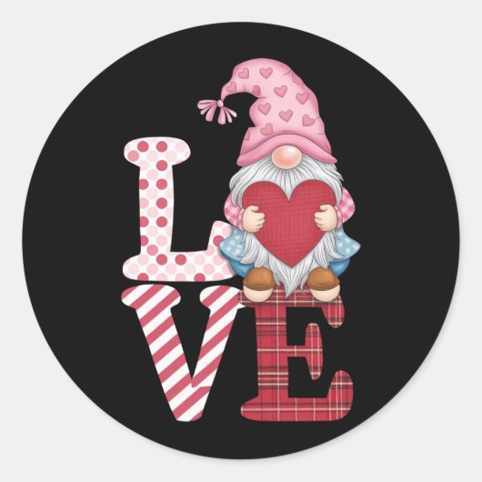 Valentijnsdag Gnome liefde paar geschenken voor ha Ronde Sticker (Voorkant)