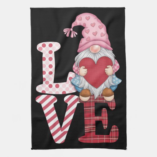 Valentijnsdag Gnome liefde paar geschenken voor ha Theedoek (Verticaal)