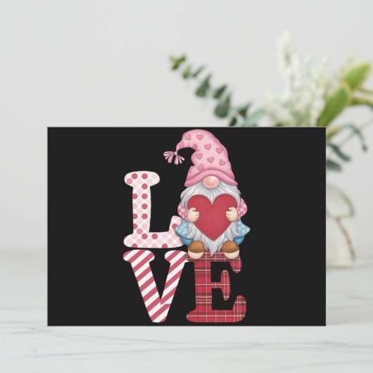 Valentijnsdag Gnome Liefdes Koppel Cadeaus voor Ha Feestdagenkaart (Staand voorkant)