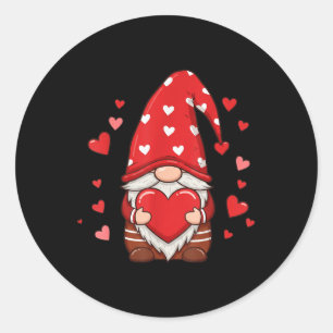 Valentijnsdag Gnome Love Holding Red Heart Ronde Sticker