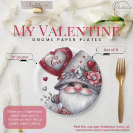 Valentijnsdag Gnome Papier Borden Papieren Bordje