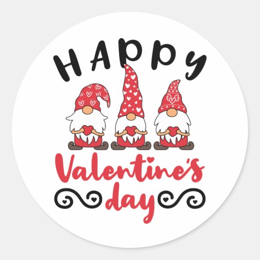 Valentijnsdag Gnome Swedish Tomte Ronde Sticker (Voorkant)