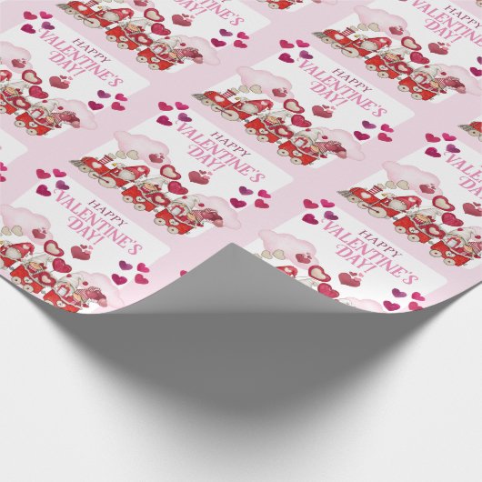 Valentijnsdag Gnomen op trein Cadeaupapier (Hoek)