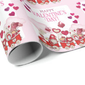 Valentijnsdag Gnomen op trein Cadeaupapier (Rol Hoek)