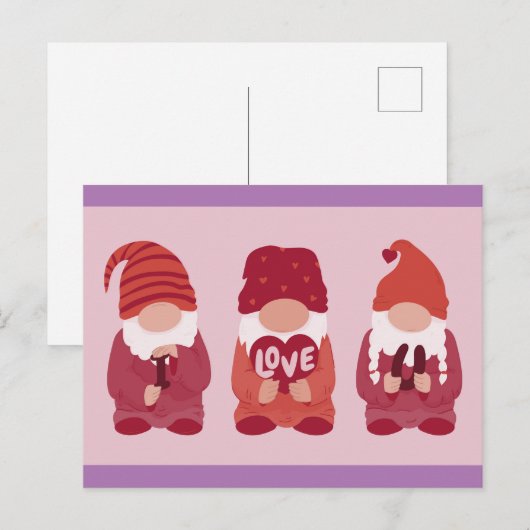 Valentijnsdag gnomen schattige schepsels briefkaart (Voorkant / Achterkant)