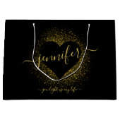 Valentijnsdag GOLD GLITTER CONFETTI HEART CUSTOM Groot Cadeauzakje (Voorkant)