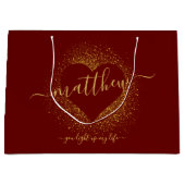 Valentijnsdag GOLD GLITTER CONFETTI HEART CUSTOM Groot Cadeauzakje (Voorkant)