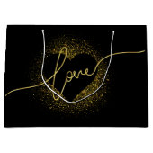 Valentijnsdag GOLD GLITTER CONFETTI LOVE HART Groot Cadeauzakje (Voorkant)