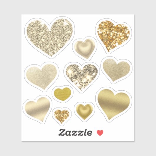 Valentijnsdag Gold Heart Glitter Glam Sticker (Vel)