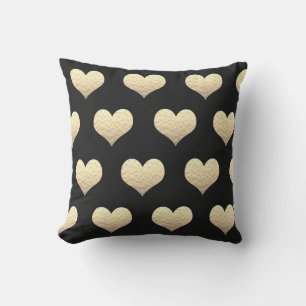 Valentijnsdag Gold Heart Pattern Golden Black Buitenkussen
