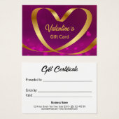 Valentijnsdag Gold Heart Ribbon Paars Cadecard Visitekaartje (Voorkant /achterkant)