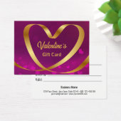 Valentijnsdag Gold Heart Ribbon Paars Cadecard Visitekaartje (Bureau)