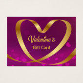 Valentijnsdag Gold Heart Ribbon Paars Cadecard Visitekaartje (Voorkant)