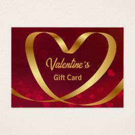 Valentijnsdag Gold Heart Ribbon Red Cadeaukaart Visitekaartje