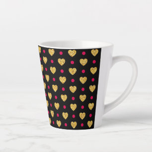 Valentijnsdag Gold Hearts Patroon Latte Mok