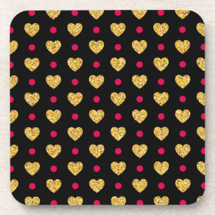 Valentijnsdag Gold Hearts Pattern-23655 Bier Onderzetter