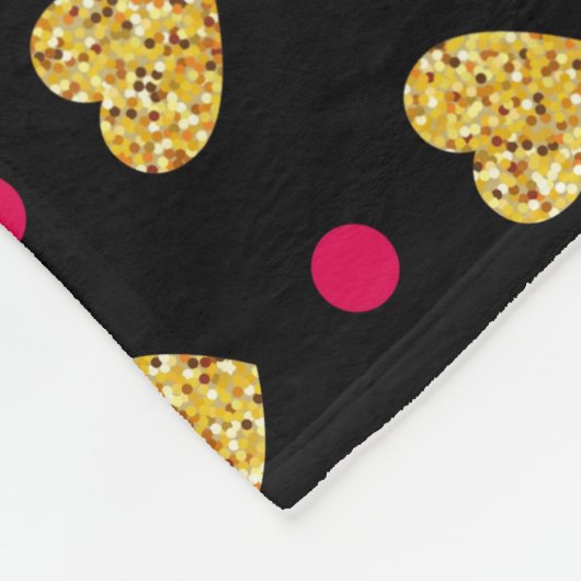 Valentijnsdag Gold Hearts Pattern-23655 Fleece Deken (Hoek)