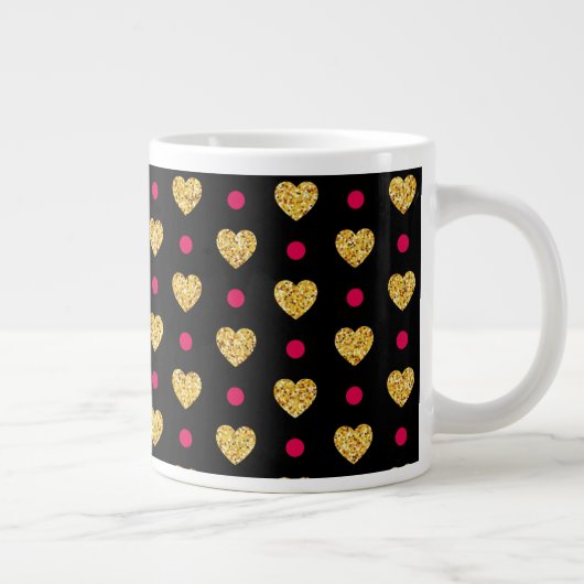 Valentijnsdag Gold Hearts Pattern-23655 Grote Koffiekop (Rechts)