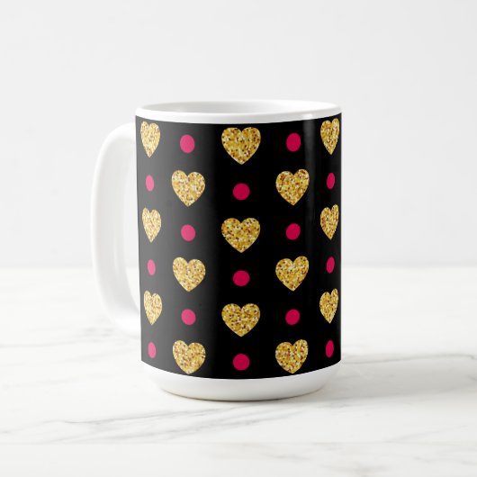 Valentijnsdag Gold Hearts Pattern-23655 Koffiemok (Voorkant links)