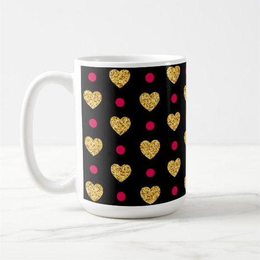 Valentijnsdag Gold Hearts Pattern-23655 Koffiemok (Links)