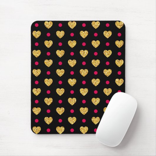 Valentijnsdag Gold Hearts Pattern-23655 Muismat (Met muis)