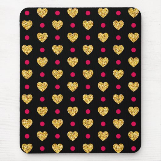 Valentijnsdag Gold Hearts Pattern-23655 Muismat (Voorkant)