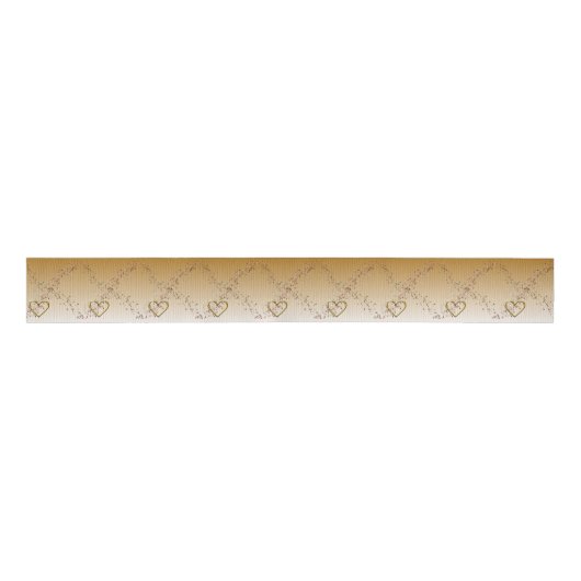 Valentijnsdag Gold Hearts Ribbon Grosgrain Lint (Voorkant)