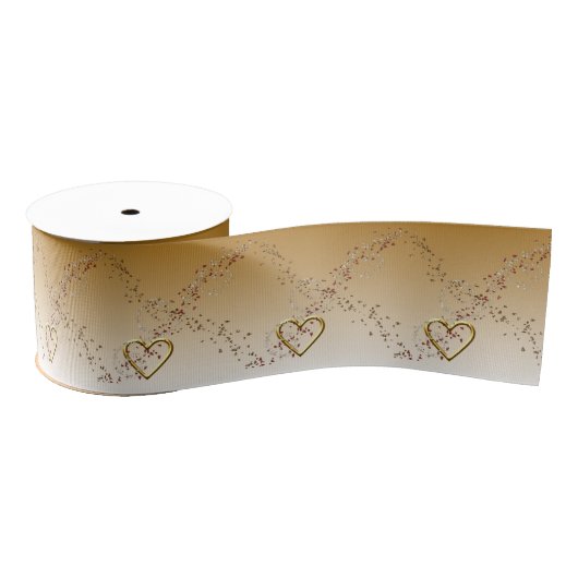 Valentijnsdag Gold Hearts Ribbon Grosgrain Lint (Spoel)