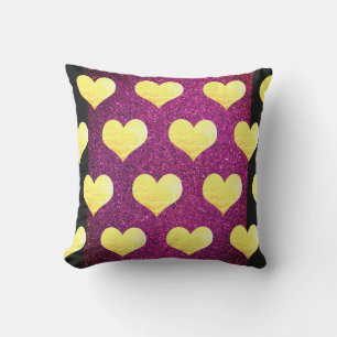 Valentijnsdag Gold Hearts Roze Black Glittery Buitenkussen
